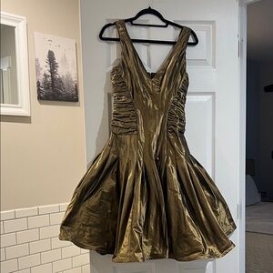 Elegant Metallic Taffeta Mini Dress with poly lining